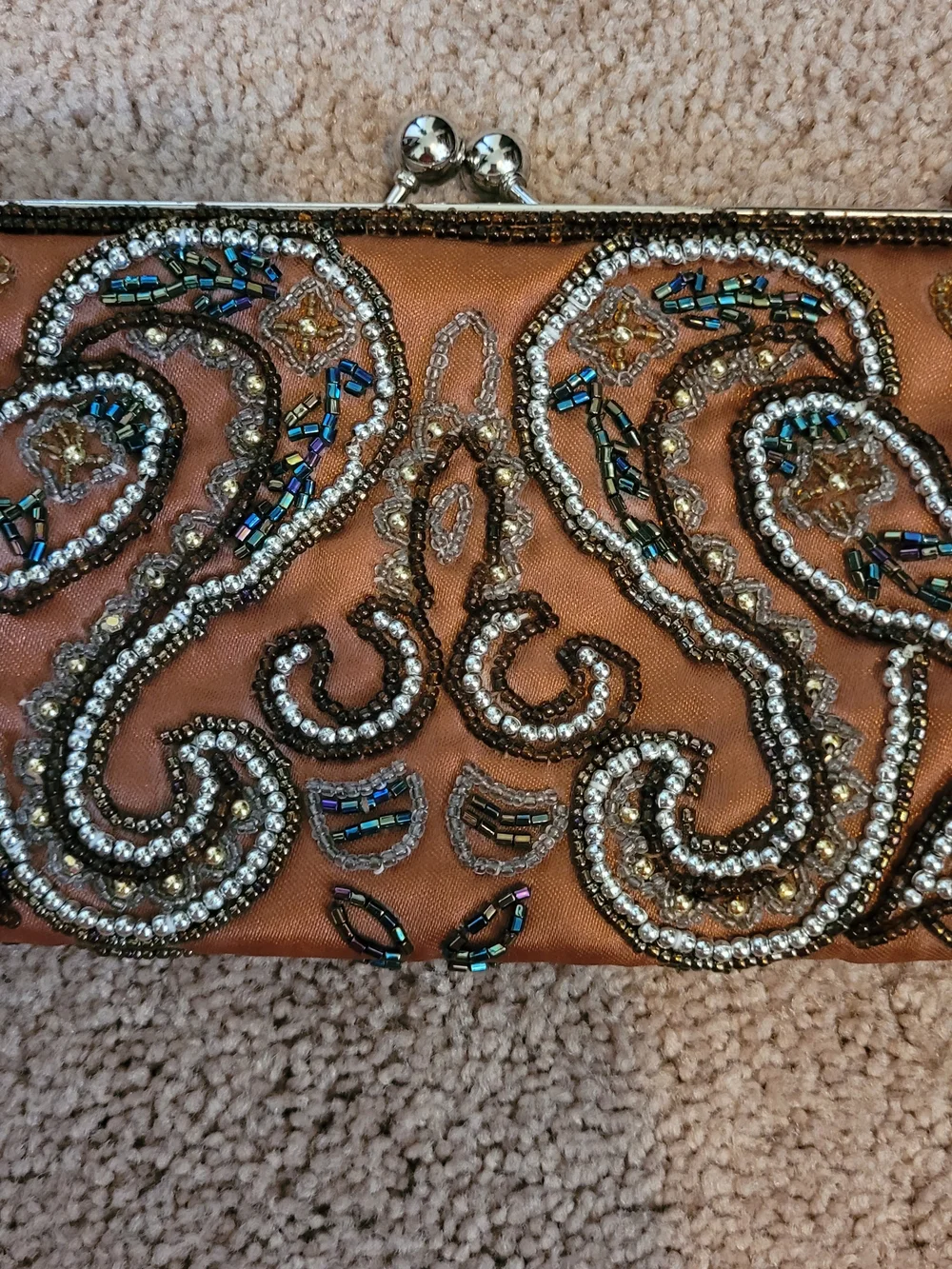 Bisou Bisou Michele Bohbot Beaded Evening Clutch Wristlet W/ Beaded Handle EUC